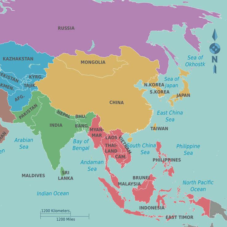 Asia asia cos. Восточная Азия. Восточная Азия на карте. Индия и Юго Восточная Азия. Китай на карте Азии.